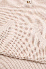 Apricot Waffle Knit Buttons Hooded Sweater with Pocket Sweaters & Cardigans JT's Designer Fashion