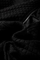 Black Quilted Side Pockets Zipper Hooded Jacket Jackets JT's Designer Fashion