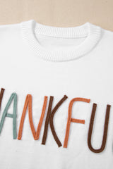 White Thankful Ivory Embroidered Sweater Sweaters JT's Designer Fashion