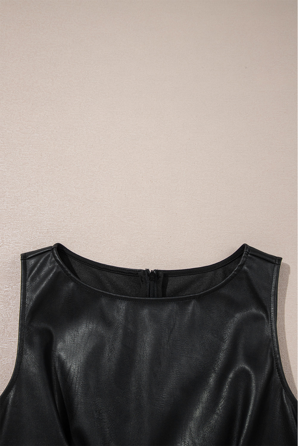 Black Vegan Leather Sleeveless Mini Dress Mini Dresses JT's Designer Fashion