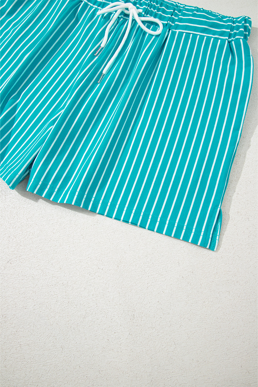 Sky Blue Stripe V Neck Tee and Casual Short Set Short Sets JT's Designer Fashion