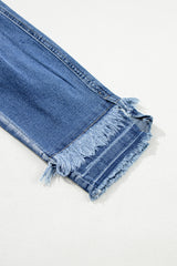 Light Blue Distressed Frayed Ankle Skinny Jeans Jeans JT's Designer Fashion