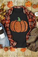 Black Glittering Pumpkin Graphic Halloween T Shirt Graphic Tees JT's Designer Fashion