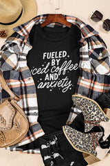Black FUELED BY iced coffee AND anxiety Graphic Tee Graphic Tees JT's Designer Fashion