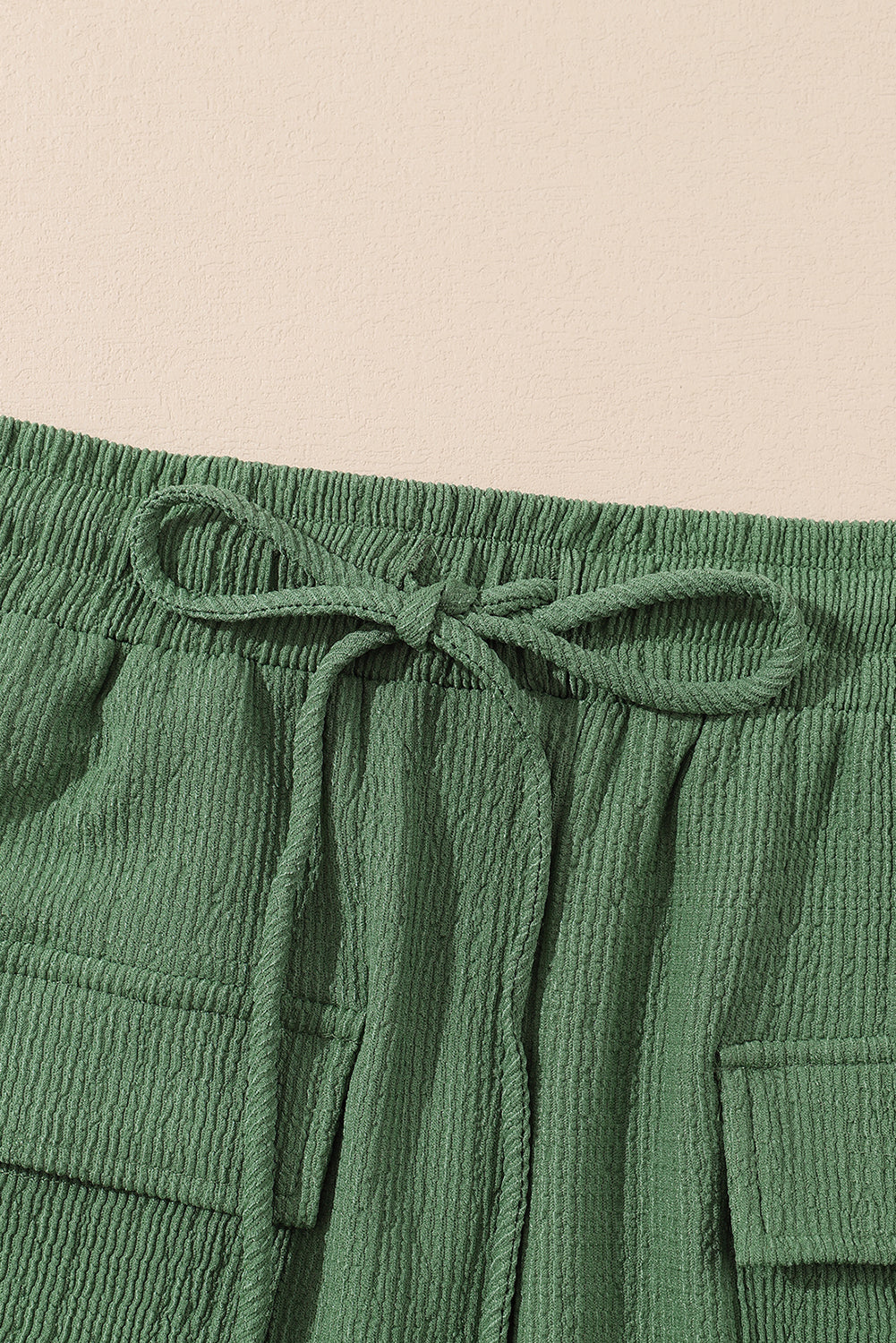 Green Flap Pocket Casual Drawstring Shorts Casual Shorts JT's Designer Fashion