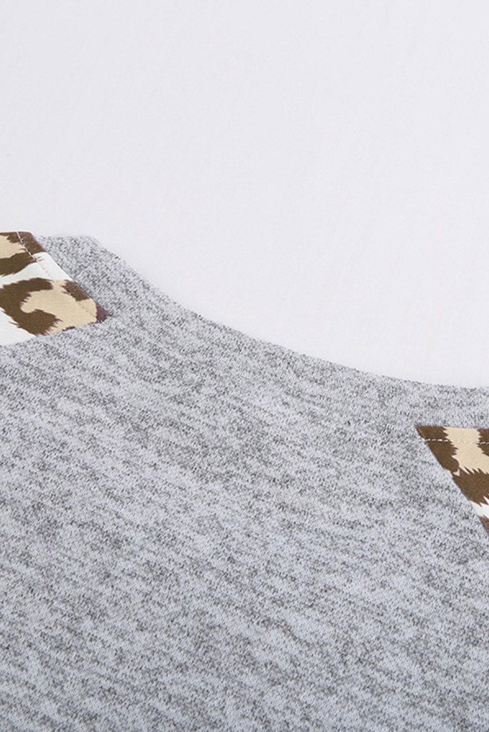 Gray Round Neck Leopard Long Sleeve Top Long Sleeve Tops JT's Designer Fashion