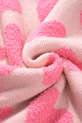 Light Pink Valentine's Day Heart Jacquard Knit Sweater Sweaters JT's Designer Fashion