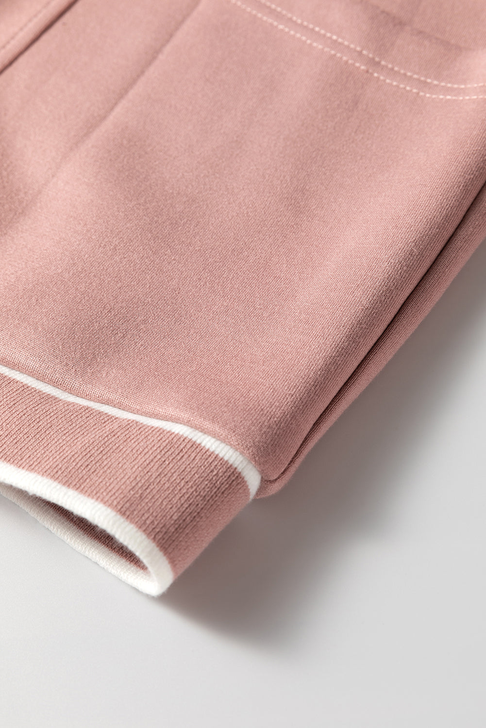 Pink Stripe Contrast Trim V Neck Buttoned Front Pocketed Knit Cardigan Cardigans JT's Designer Fashion