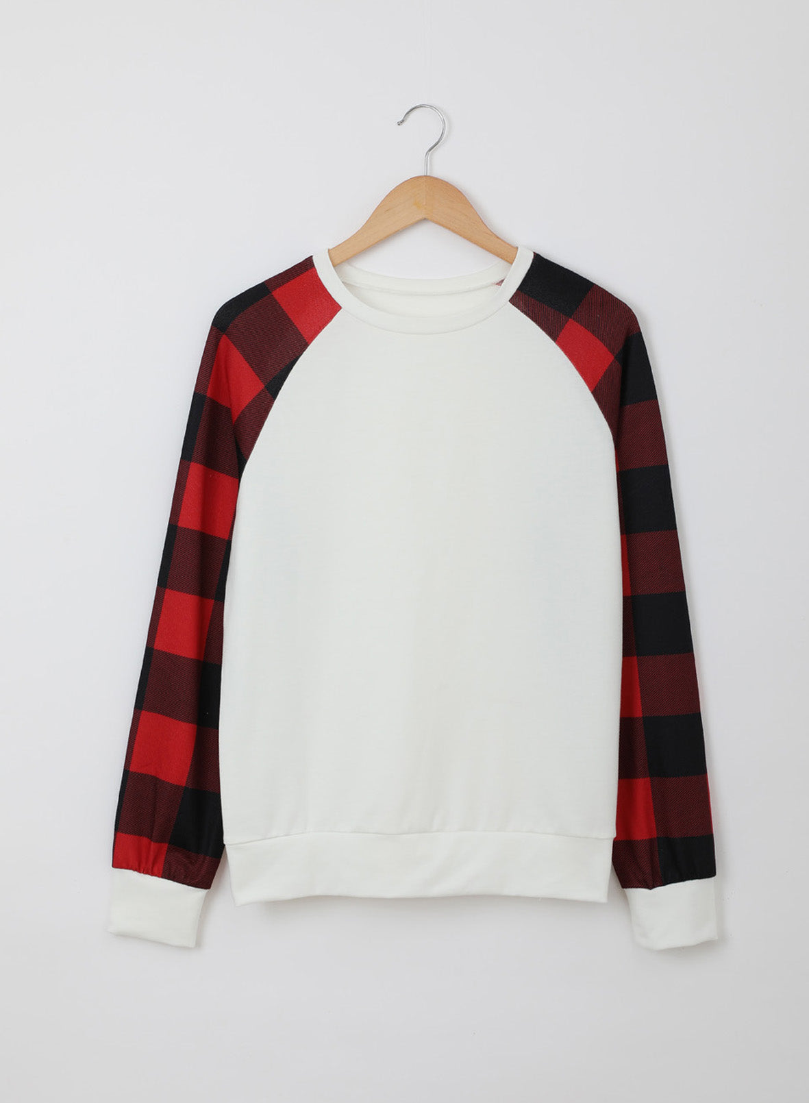 White Buffalo Plaid Long Sleeve Sweatshirt Sweatshirts & Hoodies JT's Designer Fashion