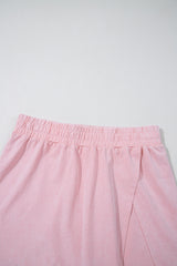 Light Pink 2 Pieces Mineral Wash Cotton Tank Top Lined Split Skirt Set Two Piece Dresses JT's Designer Fashion