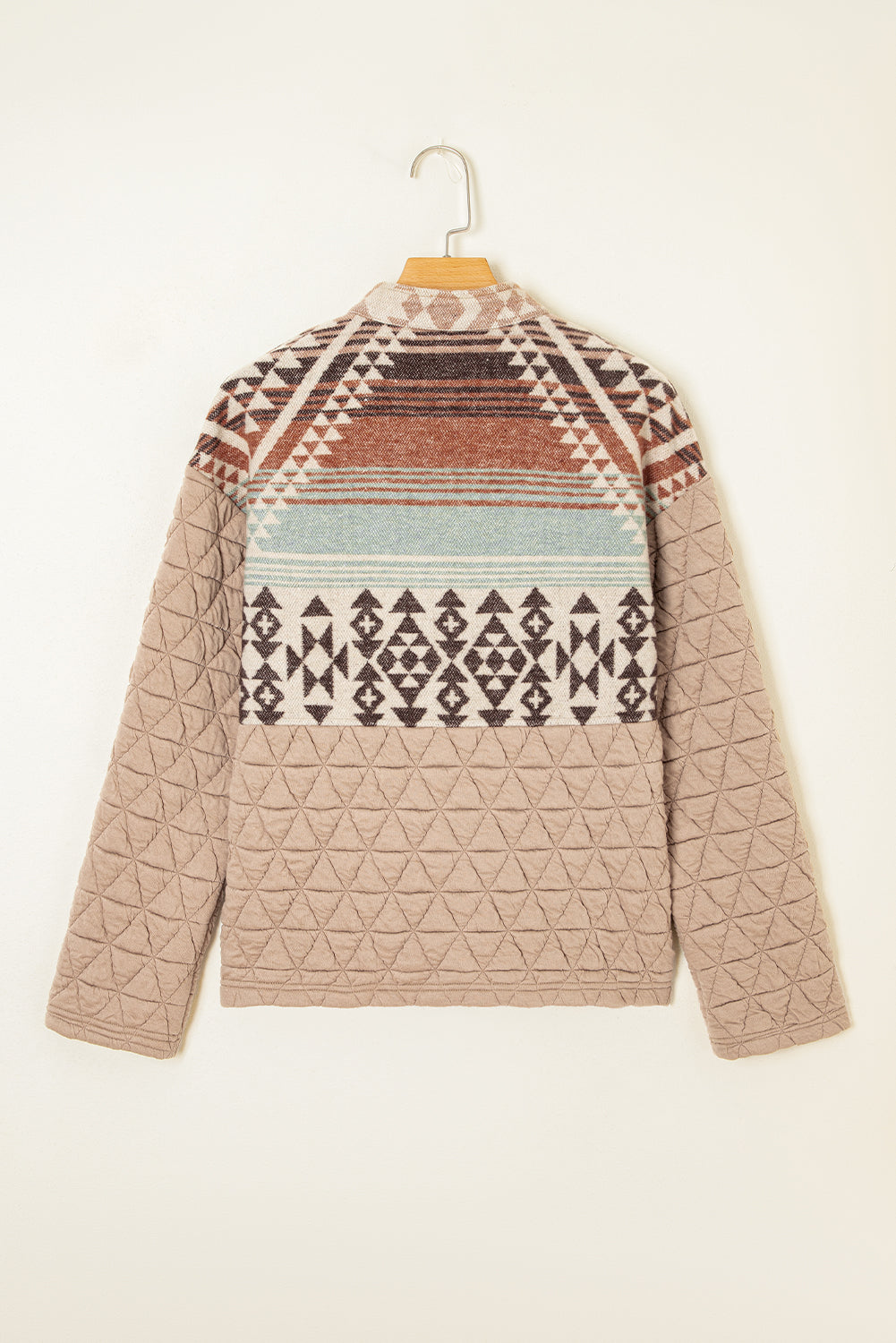 Light French Beige Aztec Quilted Patchwork Western Fashion Jacket Jackets JT's Designer Fashion