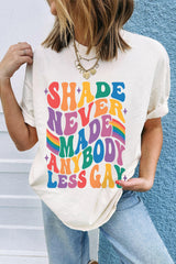 White SHADE NEVER MADE ANYBODY LESS GAY Pride Graphic Tee Graphic Tees JT's Designer Fashion