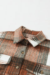 Brown Plaid Flap Pockets Shacket Plaid Shackets JT's Designer Fashion