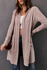 Pink Tunic Back Open Front Cardigan with Pockets Sweaters & Cardigans JT's Designer Fashion
