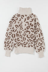 Gray Animal Print Zipped Collared Sweater Sweaters JT's Designer Fashion