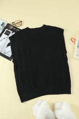Black V-Neck Twist Knitted Vest Sweater Sweaters & Cardigans JT's Designer Fashion