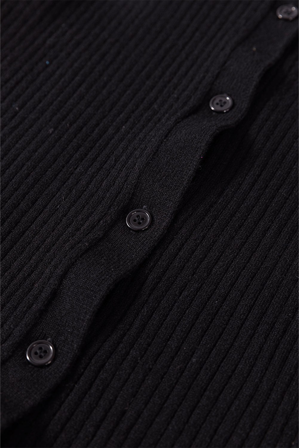 Black Ribbed Knit Collared Slim Fit Sweater Cardigan Cardigans JT's Designer Fashion