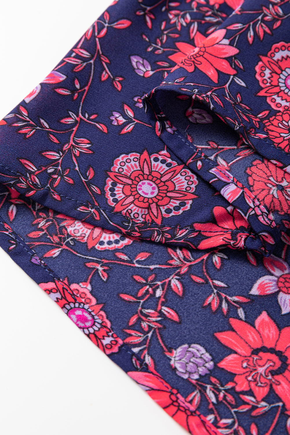 Purple Floral Half Sleeve Split Neck Blouse Top Blouses & Shirts JT's Designer Fashion