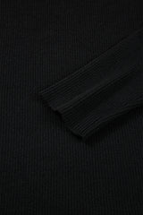 Black Ribbed Knit Cold Shoulder Sweater Sweaters JT's Designer Fashion