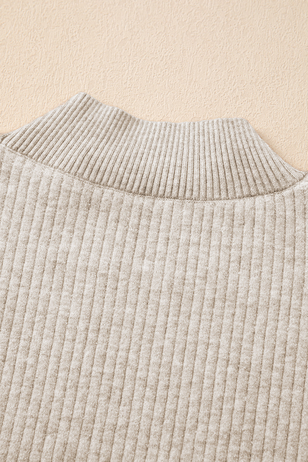 Apricot Thermal Lined Ribbed Knit Mock Neck Sweater Sweaters JT's Designer Fashion