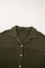 Four Leaf Clover Solid Color Textured Buttoned Shirt and Casual Pants Set Pant Sets JT's Designer Fashion