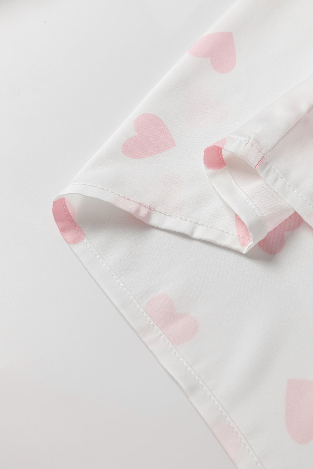 White Love Heart Print Drop Shoulder Puff Sleeve Shirt Blouses & Shirts JT's Designer Fashion