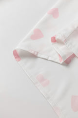 White Love Heart Print Drop Shoulder Puff Sleeve Shirt Blouses & Shirts JT's Designer Fashion