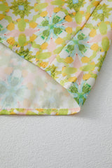 Green Boho Floral Print Frilly Detail Puff Sleeve Shirt Blouses & Shirts JT's Designer Fashion