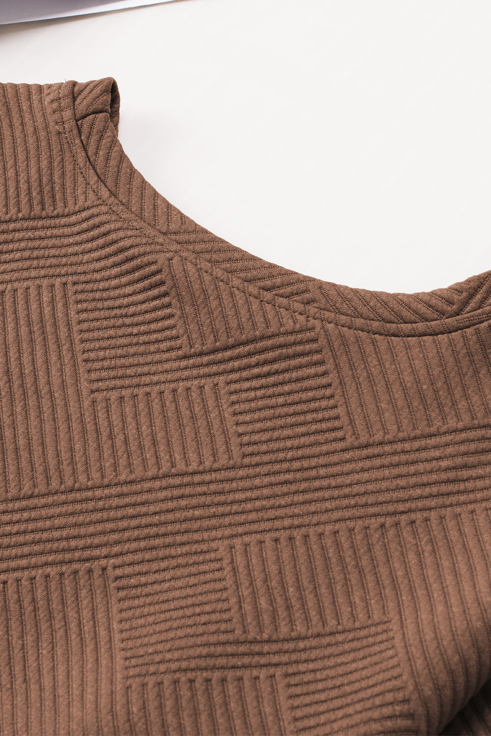 Brown Textured Long Sleeve Top and Drawstring Shorts Set Short Sets JT's Designer Fashion