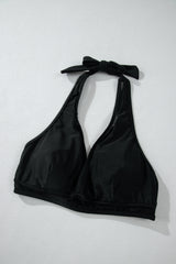Black Sheer Mesh Edged Halter V Neck Push Up Bikini Bikinis JT's Designer Fashion