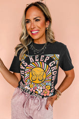 Black Always Keep Growing Butterfly Flower Crewneck Graphic Tee Graphic Tees JT's Designer Fashion