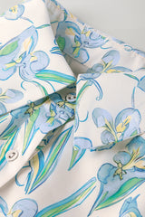 Green Floral Print Shirtcollar Buttoned Short Sleeve Shift Dress Floral Dresses JT's Designer Fashion