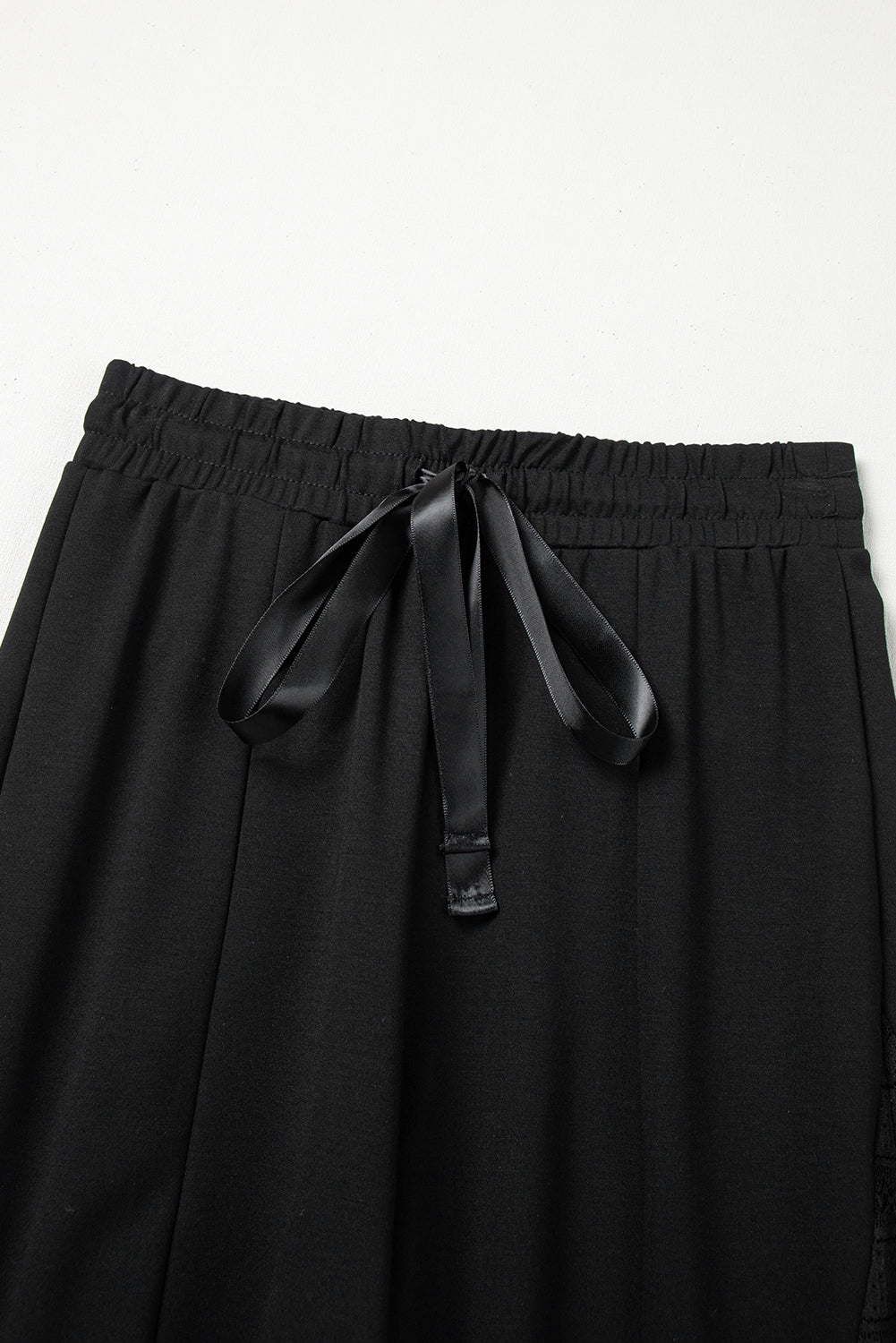 Black Boho Lace Patchwork Wide Leg High Waist Pants Pants & Culotte JT's Designer Fashion