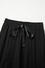 Black Boho Lace Patchwork Wide Leg High Waist Pants Pants & Culotte JT's Designer Fashion