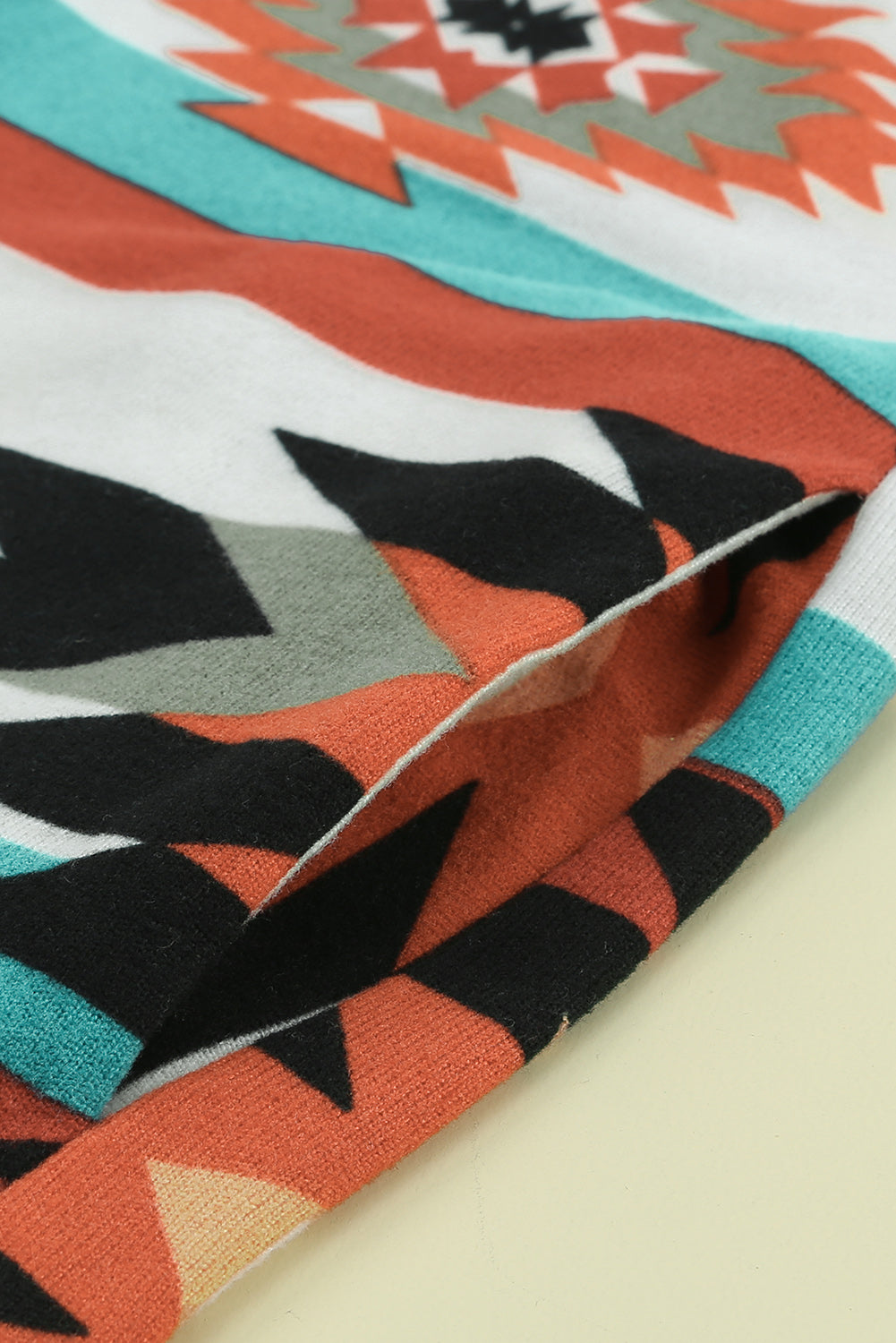 Multicolor Geometric Color Block Open Front Long Cardigan Sweaters & Cardigans JT's Designer Fashion