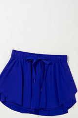 Dark Blue Drawstring High Waist Lined Tennis Skorts Skirts & Petticoat JT's Designer Fashion