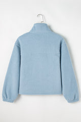 Myosotis Collared Zipper Drop Shoulder Fleece Sweatshirt Sweatshirts & Hoodies JT's Designer Fashion