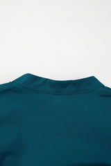 Blue Sapphire Colorblock Split V Neck Puff Sleeve Mini Dress Dresses JT's Designer Fashion