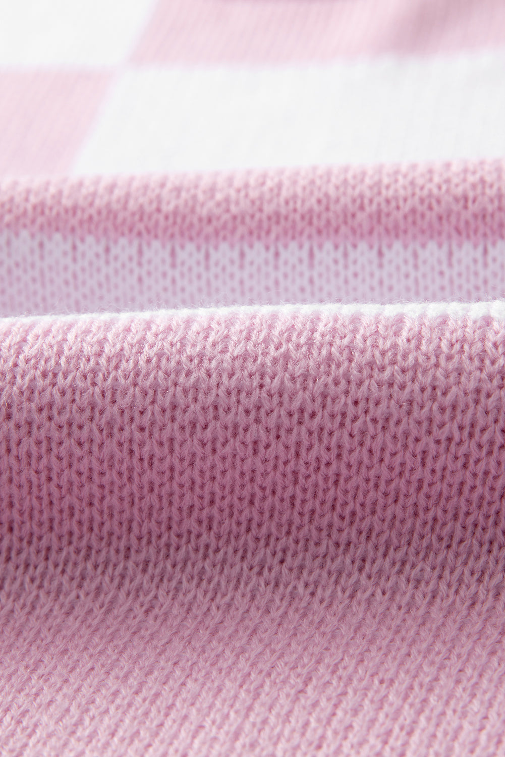 Pink Checkered Bishop Sleeve Sweater Sweaters JT's Designer Fashion