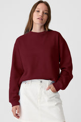 Burgundy Solid Fleece Lined Drop Shoulder Terry Sweatshirt Sweatshirts & Hoodies JT's Designer Fashion