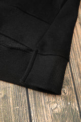 Black Solid O Neck High Low Hem Pullover Sweatshirt Sweatshirts & Hoodies JT's Designer Fashion