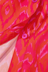 Strawberry Pink Western Aztec Geometric Ruffled 3/4 Sleeve Shirt Blouses & Shirts JT's Designer Fashion