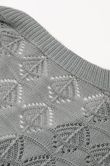 Gray Lightweight Buttoned Front Crochet Cardigan Cardigans JT's Designer Fashion