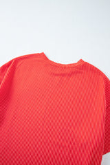 Ribbed Textured Knit Loose Fit Tee and Shorts Set Short Sets JT's Designer Fashion