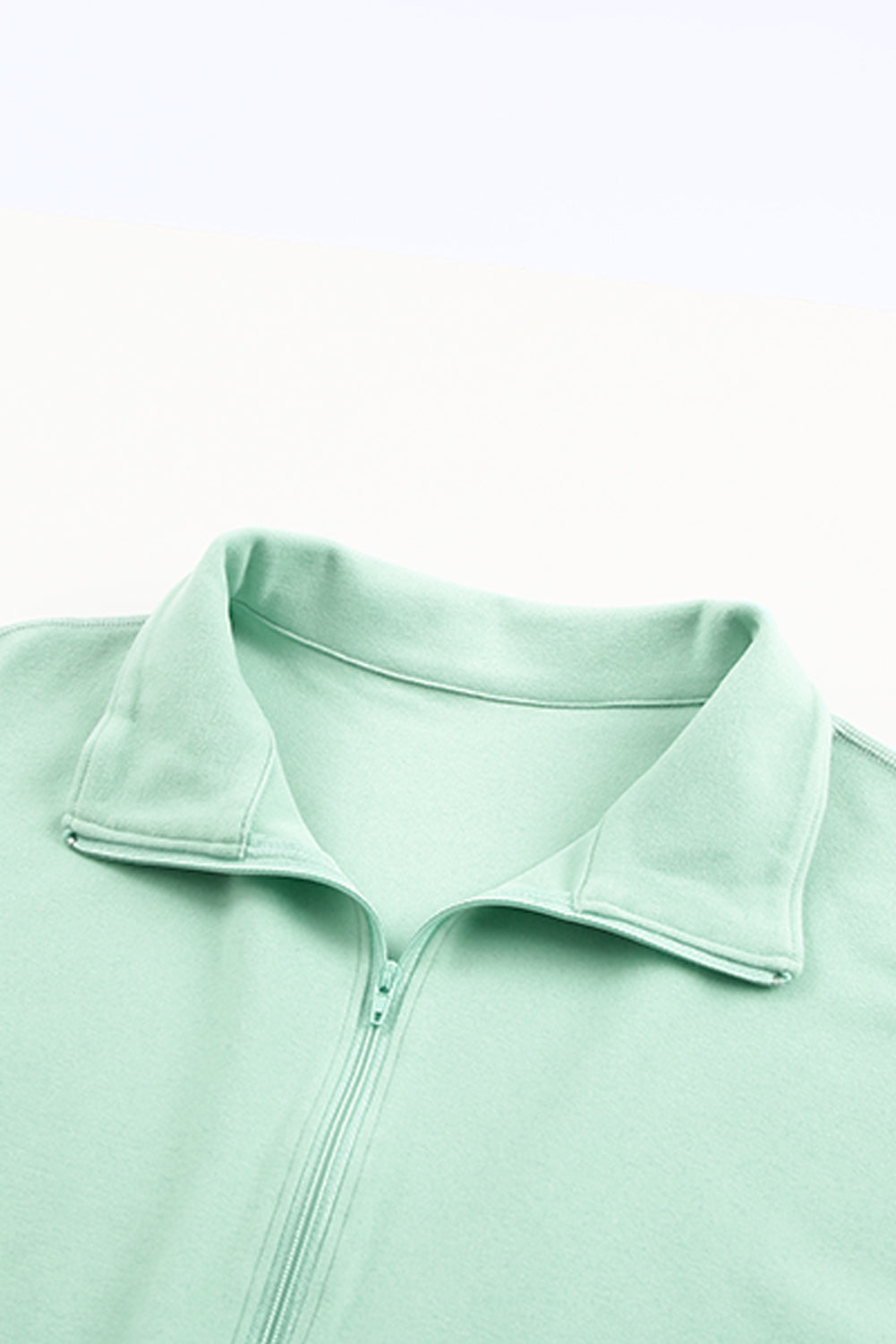 Green Zip Front Pocketed Pullover Sweatshirt Sweatshirts & Hoodies JT's Designer Fashion