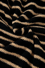 Black Stripe Drop Shoulder Round Neck Loose Sweater Sweaters JT's Designer Fashion