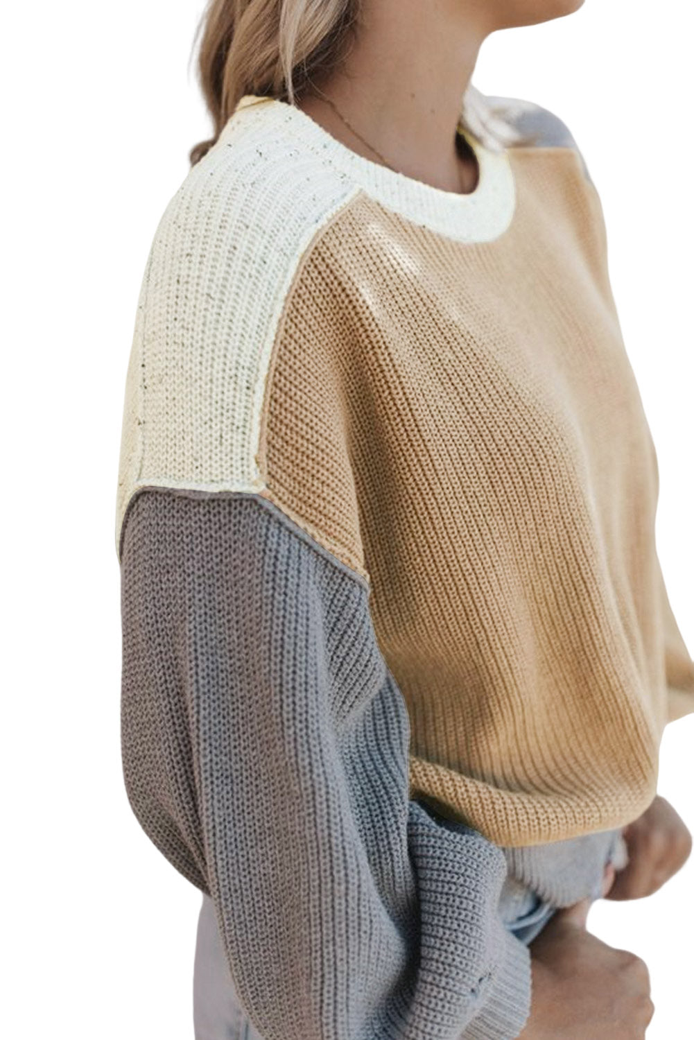Multicolor Color Block Patchwork Baggy Sweater Sweaters & Cardigans JT's Designer Fashion