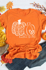 Orange Pumpkin Graphic Crew Neck T-shirt Graphic Tees JT's Designer Fashion
