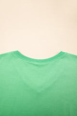 Mint Green V Neck Drop Shoulder Tee and Patchwork Drawstring Elastic Waistband Shorts Set Short Sets JT's Designer Fashion