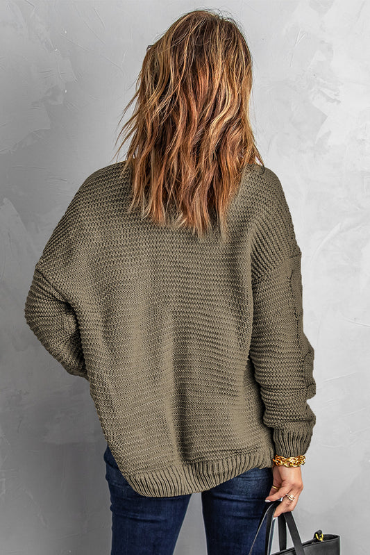 Olive Chunky Wide Long Sleeve Knit Cardigan Sweaters & Cardigans JT's Designer Fashion